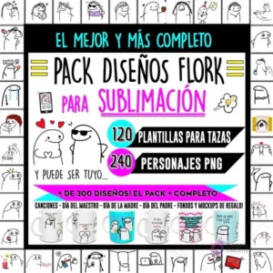 Mega Pack de Plantillas Flork para Sublimación, con más de 300 diseños para tazas, personajes PNG, fondos y mockups premium
