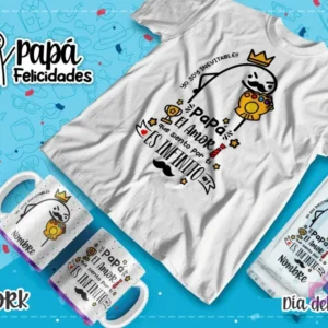Plantilla Flork como Thanos con el guantelete del infinito y la frase 'Papá, el amor que siento por ti es infinito' para sublimar productos.