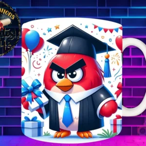 Taza de sublimación con Red (Angry Birds) graduado 3D animado celebrando la Clase 2024 con regalo