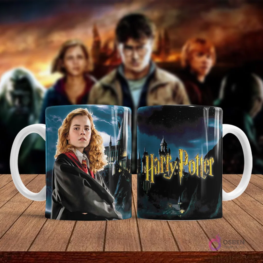 Taza sublimada con diseño de Hermione Granger en su uniforme escolar de Hogwarts. Taza sublimada con diseño de Hermione Granger en su uniforme escolar de Hogwarts.