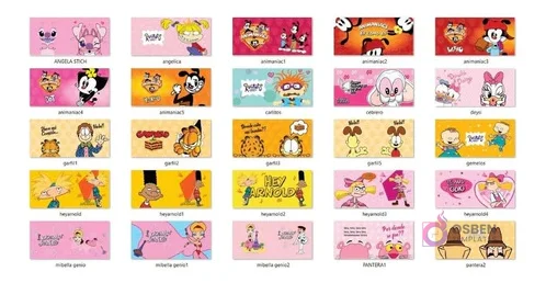 Mosaico de 20 diseños diferentes de plantillas de sublimación para tazas, incluyendo Stitch, Rugrats, Animaniacs, Garfield, Hey Arnold, Mi Bella Genio y Pantera Rosa Mosaico de 20 diseños diferentes de plantillas de sublimación para tazas, incluyendo Stitch, Rugrats, Animaniacs, Garfield, Hey Arnold, Mi Bella Genio y Pantera Rosa