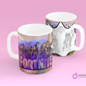 Tazas sublimadas con diseño del videojuego Fortnite a color y su versión para colorear, personajes épicos