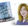 Taza de sublimación con diseño de Grey's Anatomy, frase "Hoje é um belo dia para salvar vidas" y personaje Meredith Grey ilustrada