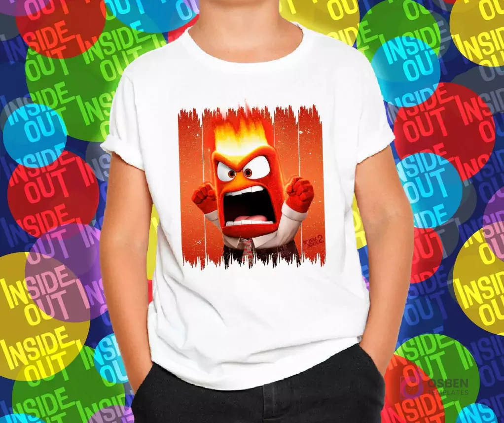 Polera para niño con diseño de Furia de Intensamente 2, personaje rojo con llamas en la cabeza y expresión iracunda. Polera para niño con diseño de Furia de Intensamente 2, personaje rojo con llamas en la cabeza y expresión iracunda.