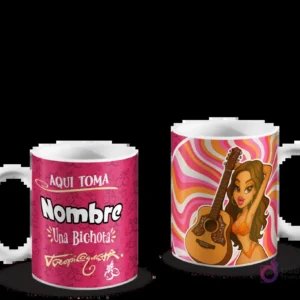 Tazas personalizables de Karol G: 'Aquí toma una Bichota' y Bichota animada con guitarra