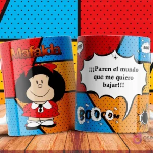 Taza personalizada de Mafalda con frase ¡¡¡Paren el mundo que me quiero bajar!!!