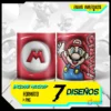 Muestra de taza sublimada con diseño 3D inflado de Super Mario Bros y logo 'M'. Incluye texto 'ENVIO INMEDIATO', 'INCLUYE MOCKUP', '7 DISEÑOS', 'FORMATO > PNG'.