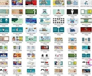 Amplia colección de plantillas JPG y PNG para sublimación de tazas del Día del Padre, incluyendo diseños con frases y gráficos.
