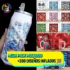 Colección de diseños 3D inflados para sublimación, mostrando Stitch en un tumbler, Jack Skellington, Pokémon, Mickey y Minnie en tumblers y tazas de Mario Bros.