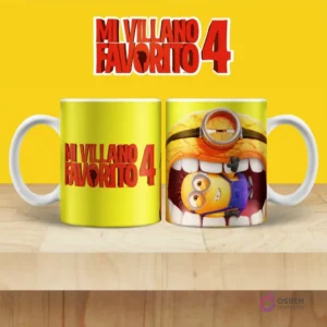Taza de sublimación con Minion siendo devorado por boca gigante de otro Minion en Mi Villano Favorito 4