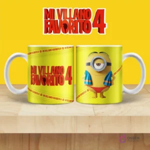 Taza de sublimación con Minion en traje de baño rojo y toalla azul de Mi Villano Favorito 4