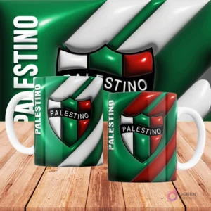 Mockup taza fútbol Chile 3D con mensaje inspirador
