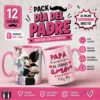 Banner promocional Pack Plantillas Tazas Día del Padre Vol.18 con 12 diseños JPG PSD, mockups y tazas de sublimación de Dragon Ball y frase 'Papá mi primer amor'.