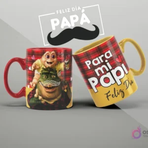 Tazas de sublimación con diseños de Dino Babies para el Día del Padre, temática familiar y divertida con 'Para mi Papi'.