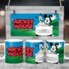 Plantilla sublimación taza infantil Disney Mickey Mouse y Pluto para pintar en coche, fondo azul y logo Mickey Mouse