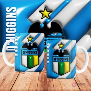 Plantilla taza fútbol Chile 3D estilo vintage escudo