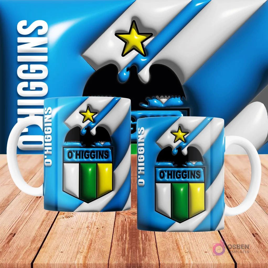 Plantilla taza fútbol Chile 3D estilo vintage escudo Plantilla taza fútbol Chile 3D estilo vintage escudo
