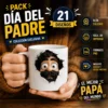 Pack Día del Padre 21 Diseños de Plantillas 3D para Tazas de Padre Barbudo, alta calidad, fácil de imprimir, formato PNG, incluye mockups y vistas previas.
