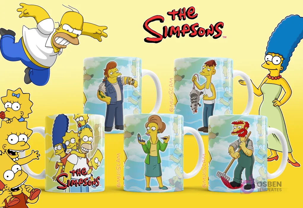 Diseños para tazas de Los Simpsons con Snake Jailbird, Cletus, Agnes Skinner y Groundskeeper Willie. Diseños para tazas de Los Simpsons con Snake Jailbird, Cletus, Agnes Skinner y Groundskeeper Willie.