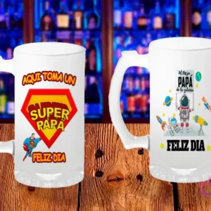Plantilla de shopero del Día del Padre con Superman 'AQUÍ TOMA UN SUPER PAPÁ FELIZ DIA'. Otro con 'EL MEJOR PAPÁ de la galaxia' y diseño de astronautas.