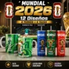 Pack Plantillas Sublimar Mundial 2026 Tazas Tumblers. Contiene 12 diseños exclusivos con trofeo FIFA, logos 26, referencias a México, USA, Canadá y mockups profesionales.