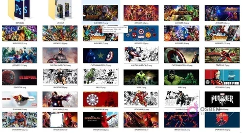 Vista de una carpeta de archivos digitales mostrando una cuadrícula de miniaturas de plantillas para tazas de superhéroes Marvel, incluyendo Iron Man, Capitán América, Hulk, Deadpool, Spider-Man, Punisher y X-Men. Vista de una carpeta de archivos digitales mostrando una cuadrícula de miniaturas de plantillas para tazas de superhéroes Marvel, incluyendo Iron Man, Capitán América, Hulk, Deadpool, Spider-Man, Punisher y X-Men.