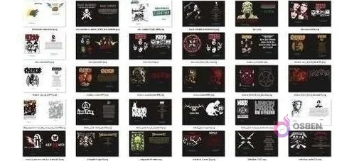 Tercer panel de muestra de vectores para Corel e Illustrator, incluyendo diseños de Metallica, Black Sabbath, Linkin Park y Megadeth, perfectos para merchandising musical. Tercer panel de muestra de vectores para Corel e Illustrator, incluyendo diseños de Metallica, Black Sabbath, Linkin Park y Megadeth, perfectos para merchandising musical.