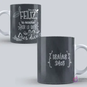 Taza sublimada con diseño de pizarra y el mensaje