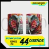Taza de sublimación con diseño de elefante 3D estilo paper-cut con flores vibrantes en tonos azul, rosa y naranja. Pack de 44 plantillas.