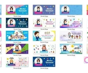 Cuadrícula con 23 miniaturas de diferentes diseños para tazas de Técnico Párvulos, mostrando variedad de personajes, fondos y frases.
