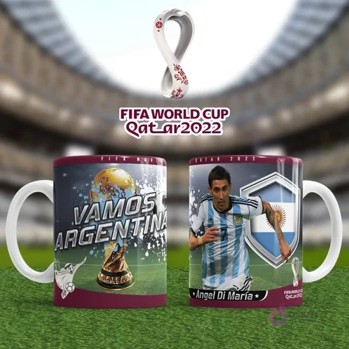 Plantilla sublimación taza Argentina Ángel Di María Qatar 2022 con escudo Plantilla sublimación taza Argentina Ángel Di María Qatar 2022 con escudo