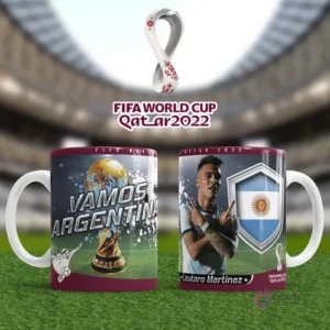 Plantilla sublimación taza Argentina Lautaro Martínez Qatar 2022 con bandera